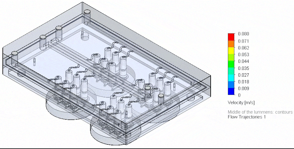 Video flow trajectories - Fluigent Illustration of fluid flow in manifold of 3D-VoC