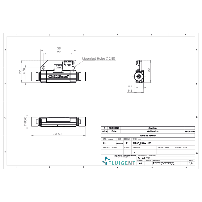 Drawing Fluigent OEM Flow Sensor