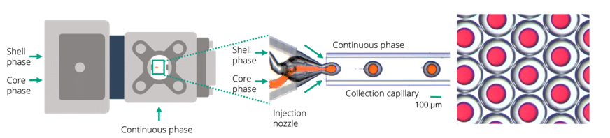 production of core-shell double emulsion