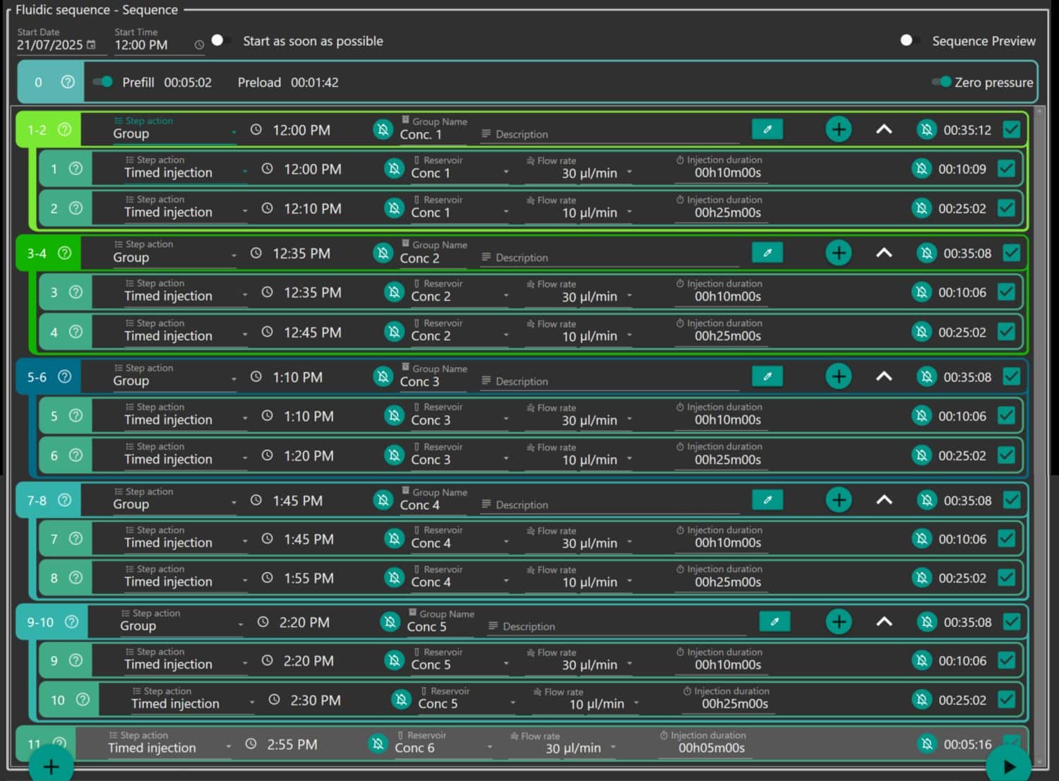 Aria control software displayed
