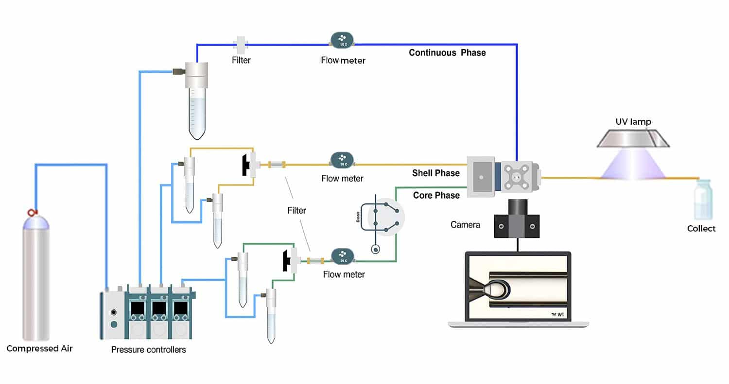 Scheme of the setup of encapsulated magnetic nanoparticles