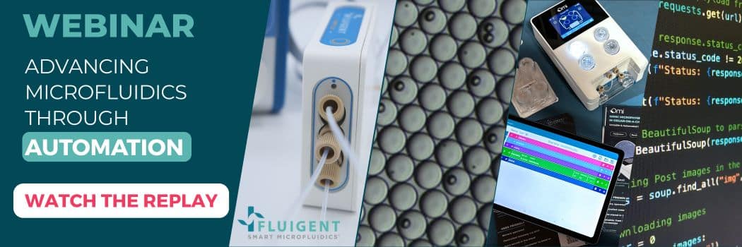 banner of the webinar replay on automated flow control solution in microfluidics